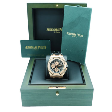 Audemars Piguet Royal Oak Offshore Chronograph 42 mm 18K Rose Gold Black Arabic Dial Complete Set 2021