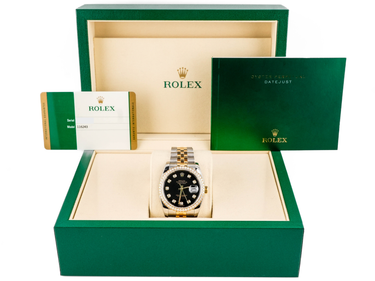 Rolex 116243 Datejust 36 mm Diamond Bezel Black Diamond Dial Jubilee Bracelet Box and Papers 2017