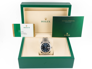 Rolex 126334 Datejust 41 mm Fluted Bezel Blue Diamond Dial Jubilee Bracelet Box and Papers 2018