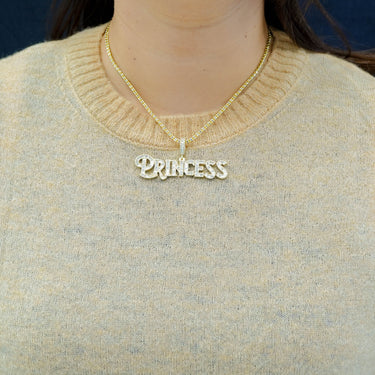 10K Yellow Gold "PRINCESS" Diamond Pendant 1.80 CT