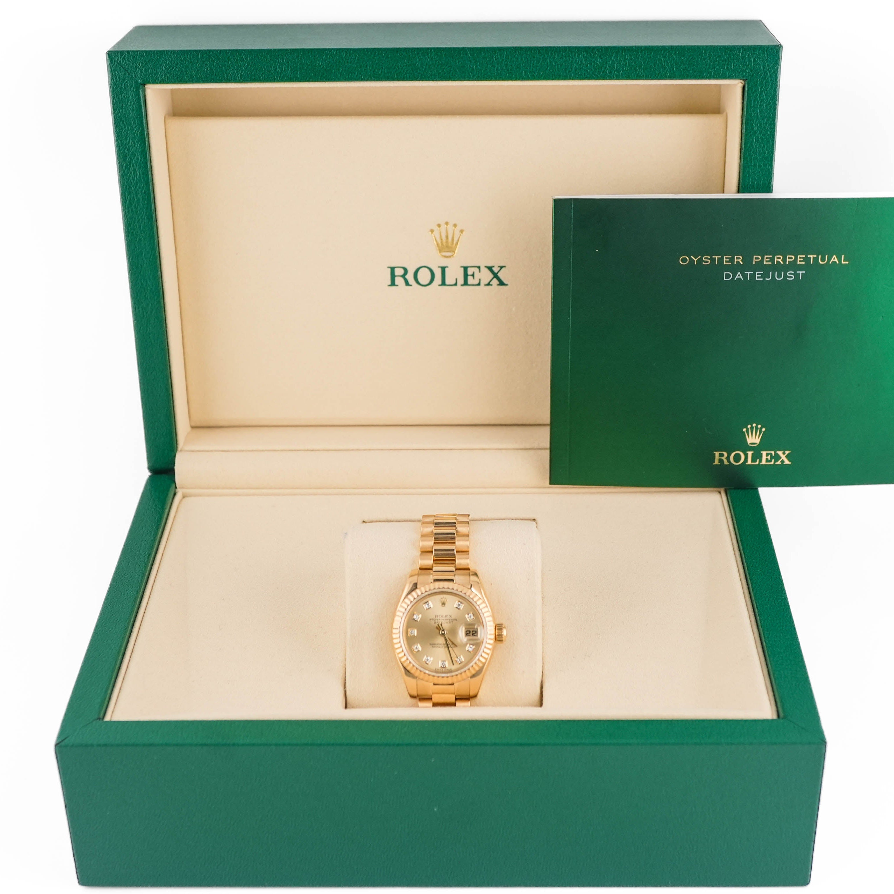 Rolex 179178 Lady-Datejust 26 mm Champagne Diamond Dial President