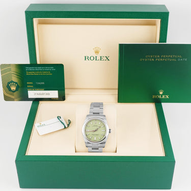 Rolex 124200 Oyster Perpetual 34 mm Pistachio Dial Oyster Box & Papers 2025