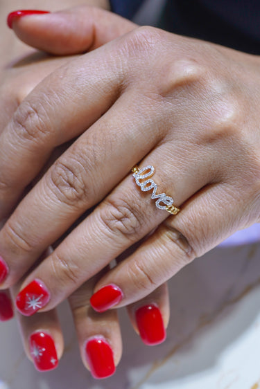14K Gold Love Diamond Ring 0.15 CT