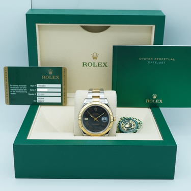 Rolex 111333 Datejust II Fluted Bezel Black Roman Dial Oyster Bracelet Complete Set 2012