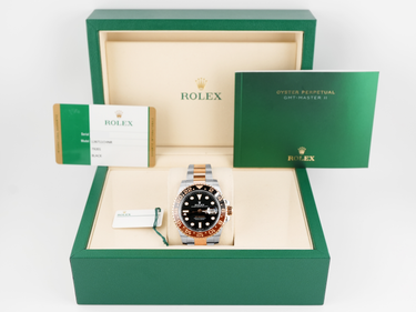 Rolex 126711CHNR GMT-Master II 40 mm "Root Beer" 18K Rose Gold Oyster Bracelet Box and Papers 2020