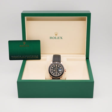 Rolex 126655 Yacht-Master 40 mm 18K Rose Gold Black Dial Oysterflex Bracelet Complete Set 2021