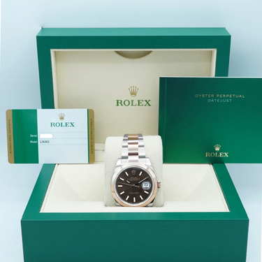 Rolex 126301 Datejust 41 mm 18K Rose Gold Brown Index Dial Oyster Bracelet Complete Set 2019