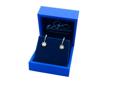 14K Yellow Gold Diamond Hoop Earrings 0.25 CT