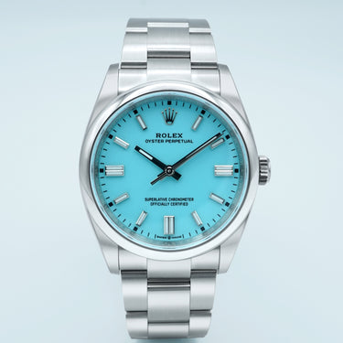 Rolex 126000 Oyster Perpetual 36 mm Smooth Bezel Turquoise Dial Oyster Bracelet Complete Set 2023 Set