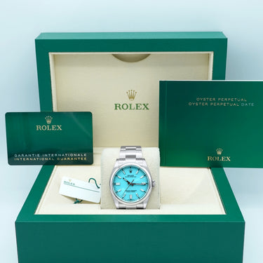 Rolex 126000 Oyster Perpetual 36 mm Smooth Bezel Turquoise Dial Oyster Bracelet Complete Set 2023te Set