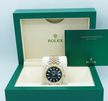 Rolex 126333 Datejust 41 mm Two Tone 18K Yellow Gold Fluted Bezel Black Dial Oyster Bracelet