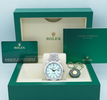 Rolex 126300 Datejust 41 mm 18k White Gold Smooth Bezel White Dial Jubilee Bracelet Complete Set 2022