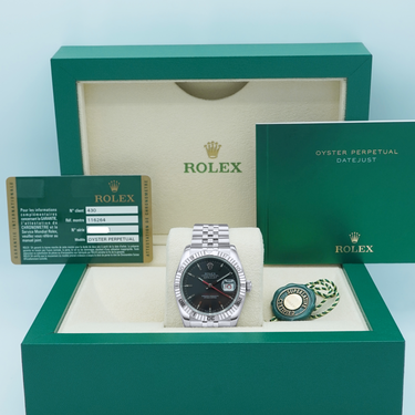 Rolex 116264 Datejust Turn-O-Graph Fluted Bezel Grey Dial Jubilee Bracelet Complete Set 2008