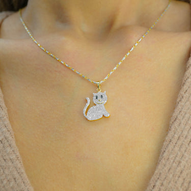 10K Gold CAT Diamond Pendant 0.58 CT