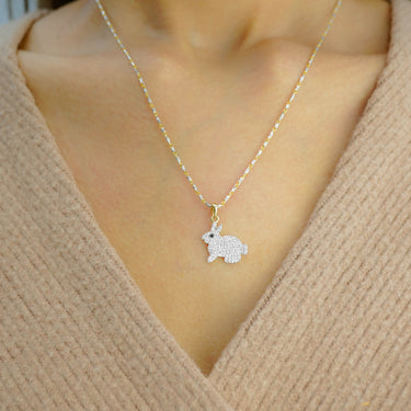 10K Gold Bunny Diamond Pendant 0.47 CT