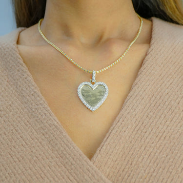 10K Yellow Gold Heart Diamond Picture Pendant 0.67 CT