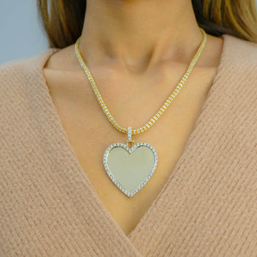 10K Yellow Gold Heart Diamond Picture Pendant 0.91 CT