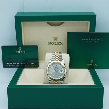 Rolex 126333 Datejust 41mm 18K Fluted Bezel Yellow Gold Silver Index Dial Jubilee Bracelet Complete Set 2023