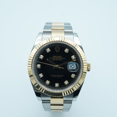 Rolex 126333 Datejust 41 mm 18k Yellow Gold Fluted Bezel Black Dial Oyster Bracelet Complete Set 2021