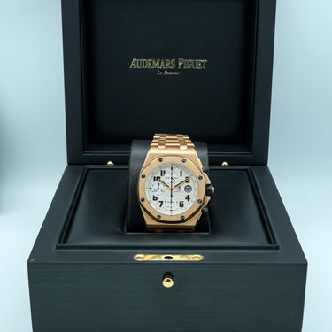 Audemars Piguet 26170OR.OO.1000OR.01 Royal Oak Offshore Chronograph 18K Rose Gold White Dial 42MM