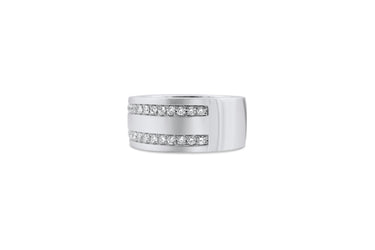 14K White Gold Men's Diamond Band 0.55 CT