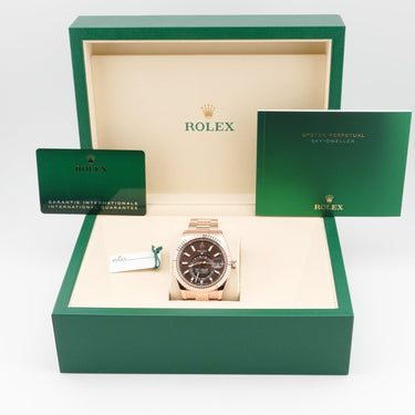 Rolex 336935 Sky-Dweller 42 mm 18K Rose Gold Chocolate Dial Oyster Bracelet Box and Papers 2024