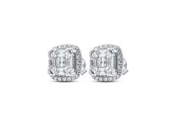18K White Gold Stud Earrings 1.84 CT