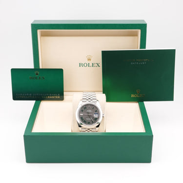 Rolex 126300 Datejust 41 mm Smooth Bezel Wimbledon Dial Jubilee Bracelet Box and Papers 2022