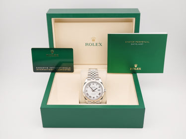 Rolex 126334 Datejust 41 mm Fluted Bezel White Roman Dial Jubilee Bracelet Box and Papers 2025