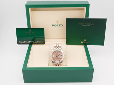 Rolex 126281RBR Datejust 36 mm 18K Rose Gold Rose Roman Dial Jubilee Bracelet Box and Papers 2025