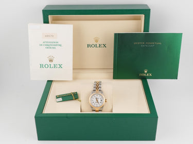 Rolex 69173 Lady-Datejust 26 mm Fluted Bezel White Roman Dial Jubilee Bracelet