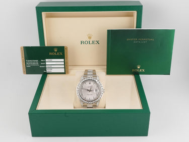 Rolex 116300 Datejust II 41 mm Custom Diamond Bezel Custom Silver Diamond Dial