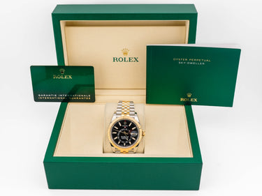 Rolex 326933 Sky-Dweller Fluted Bezel 42 mm Black Dial Jubilee Bracelet Box and Papers 2023