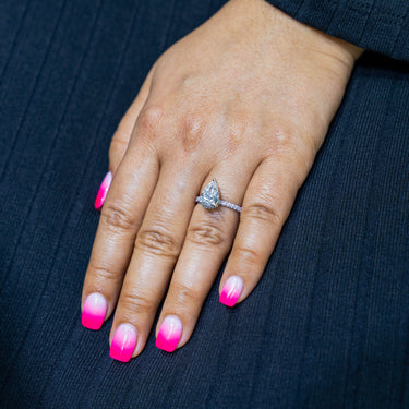 Vivienne Ring 14k White Gold Ladies Pear Shaped Diamond Engagement Ring 0.53 Ctw