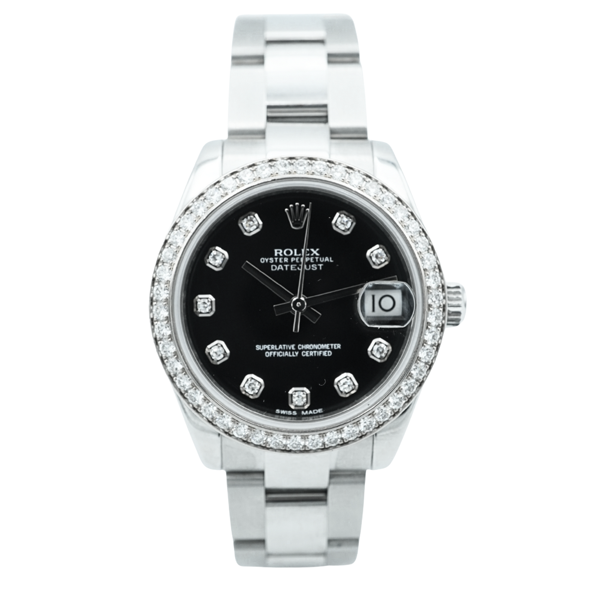 Rolex 178384 Datejust 31 mm 18K White Gold Factory Diamonds Bezel