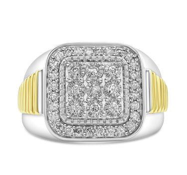 14k Two-Tone Gold White Men's Diamond Fancy Ring 0.51Ctw