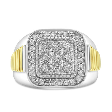 14k Two-Tone Gold White Men's Diamond Fancy Ring 0.51Ctw