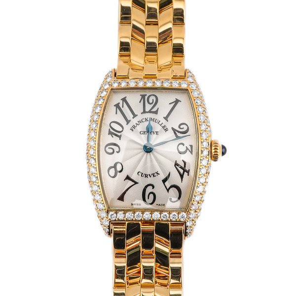 Franck Muller 1752 QZ D Curvex Diamond Bezel Silver Dial 18K