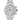 Silver Breitling watch with a white face on a white background