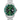 Rolex watch with green bezel and face on a white background