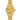 Gold wristwatch with a white background