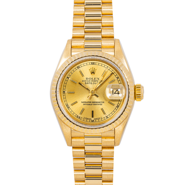 Rolex 69178 Lady-Datejust 26 mm Champagne Stick Dial President