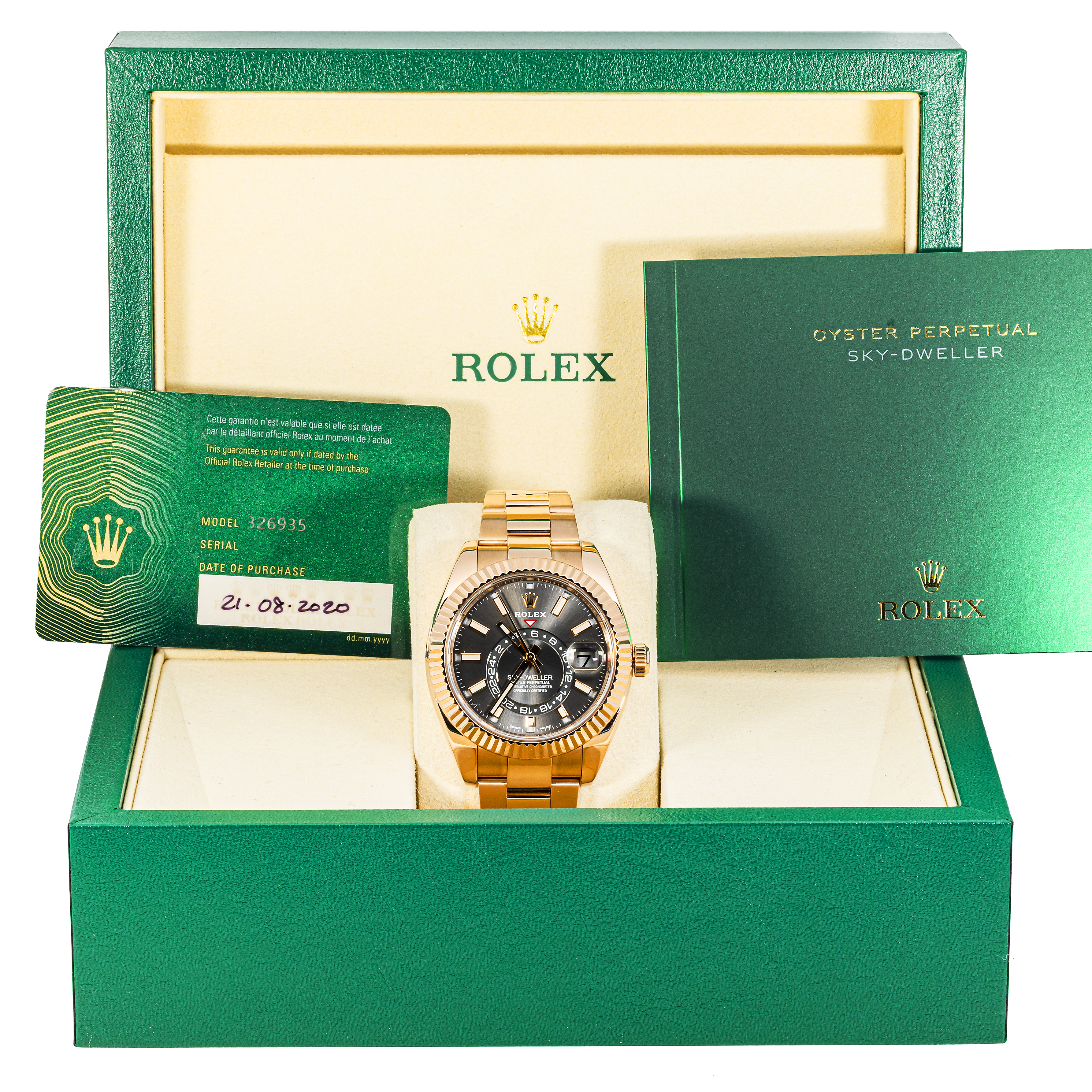 Rolex 326935 Sky-Dweller 42 mm 18K Rose Gold Dark Rhodium Dial Rolex 326935 Sky-Dweller 42 mm 18K Rose Gold Dark Rhodium Dial