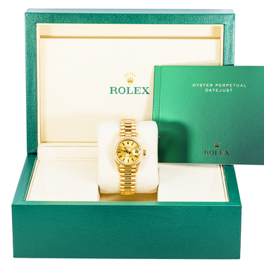 Rolex 69178 Lady-Datejust 26 mm Champagne Index Dial President Bracelet with Box 1980
