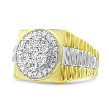 14K Two-Tone Yellow Gold Men's Diamond Ring 0.53 CT