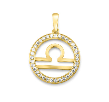 14K Gold Diamond Libra Zodiacs Pendant