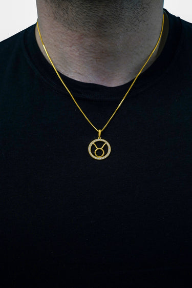14K Gold Taurus Zodiac Diamond Men's Pendant