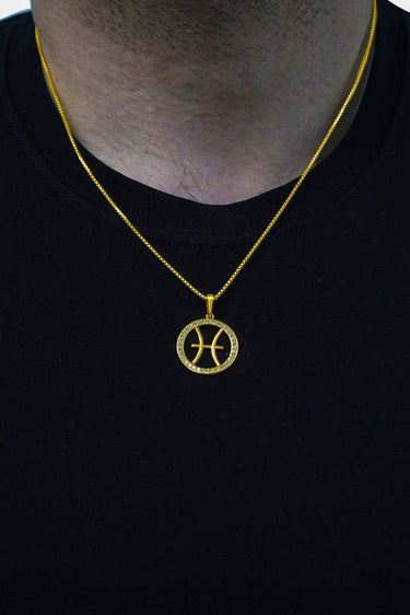 14K Gold Pisces Zodiac Diamond Men's Pendant (0.65 CTW)