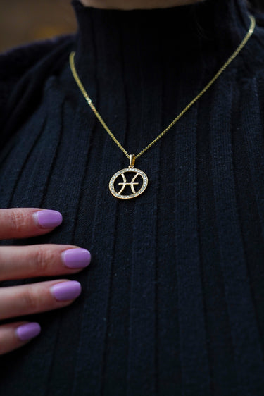 Close up of Video of Pisces Zodiac Diamond Pendant Necklace