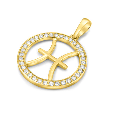 14K  Gold Diamond Pisces Zodiacs Pendant
